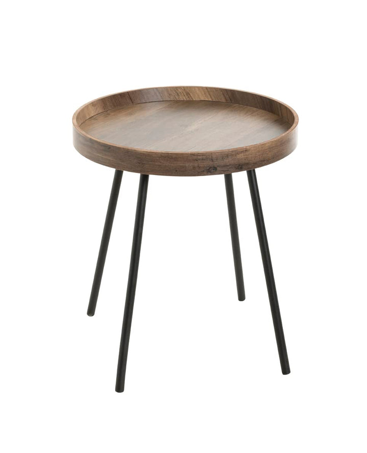 HAKU Möbel Beistelltisch, MDF, eiche, schwarz, Ø 40 x H 45 cm, Eiche, Schwarz