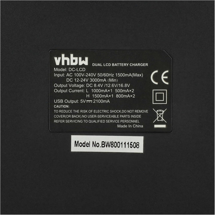vhbw Dual Ladegerät kompatibel mit Sony HXR-NX30E, HXR-NX70, HXR-NX70E, NEX-VG10, NEX-VG10E, NEX-VG3