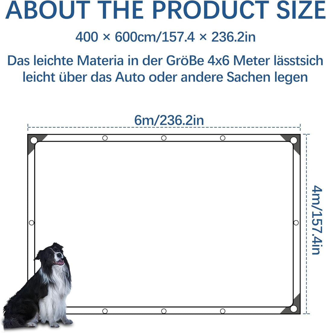 Hook Schattennetz Auto Hund 4x6m – UV Schutz Alunetz mit Ösen – Luftdurchlässige Aludecke für Auto,