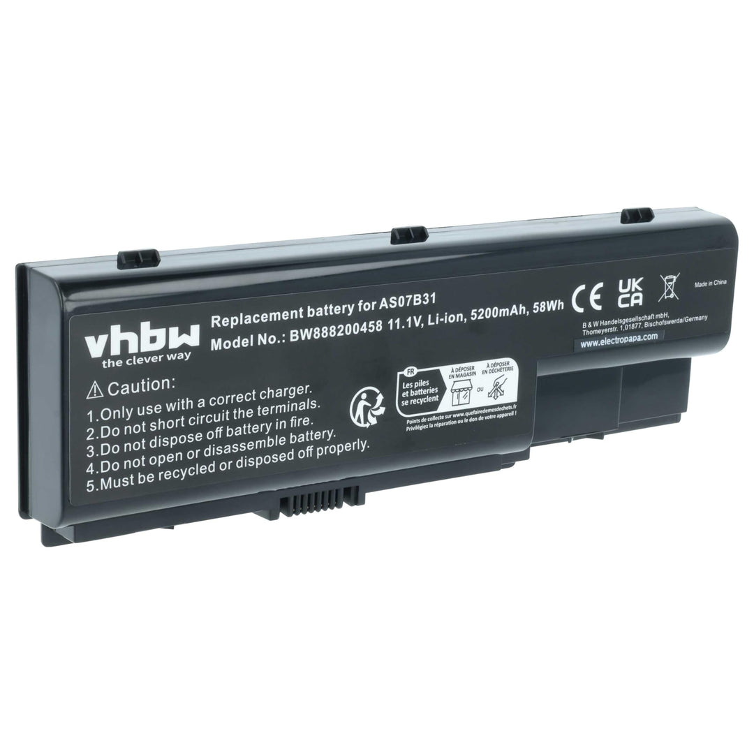 vhbw Akku kompatibel mit Acer Aspire 7730Z, 7735, 7735G, 7735Z, 7735ZG, 7736G, 7736Z Notebook (5200m