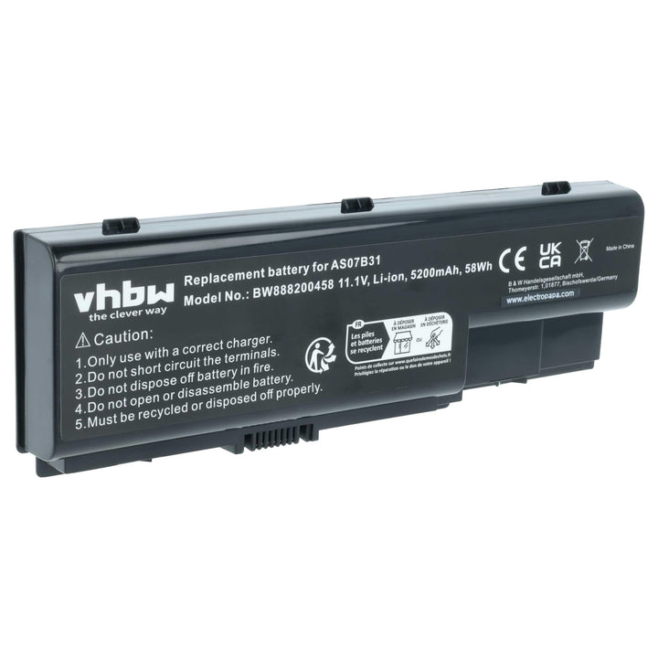 vhbw Akku kompatibel mit Acer Aspire 7730Z, 7735, 7735G, 7735Z, 7735ZG, 7736G, 7736Z Notebook (5200m