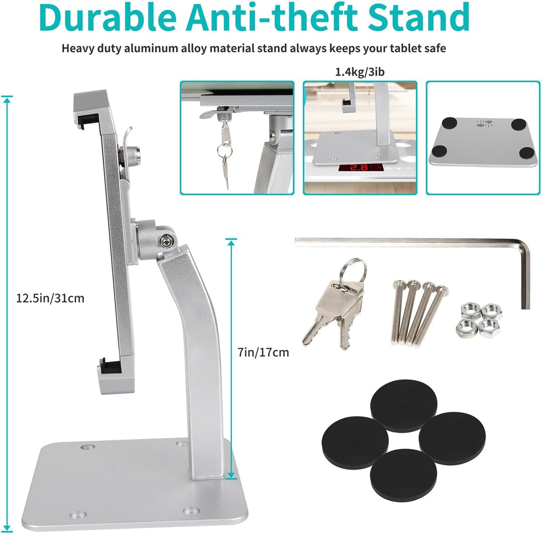 Desktop Tablet Halterung mit Anti Diebstahl Schloss und Schlüssel, woleyi Heavy Duty Aluminium Table