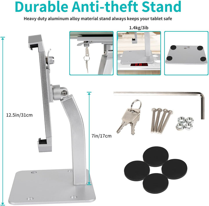 Desktop Tablet Halterung mit Anti Diebstahl Schloss und Schlüssel, woleyi Heavy Duty Aluminium Table