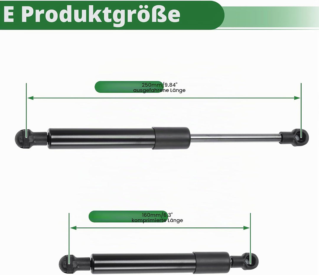 Motoforti 250 mm Gasdruckfedern, 250 N/25 kg, schwarzer Karbonstahl, 1 Stück, Wohnmobil, Auto, Werkz