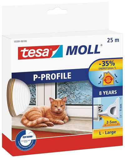 tesa moll P-Profile & moll Fensterdichtung Premium Flexible - Selbstklebende Silikondichtung zum Iso