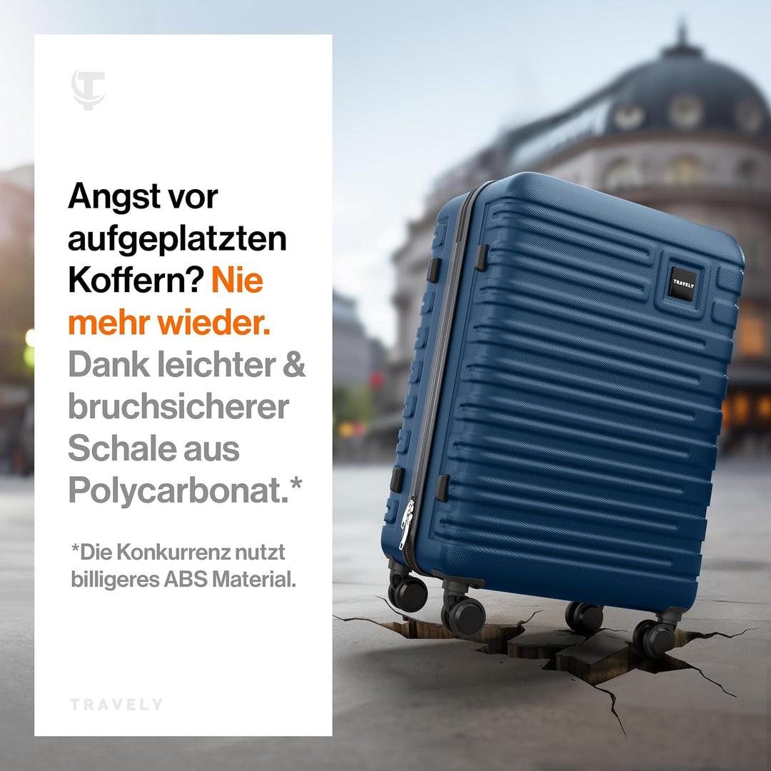 Travely Premium Koffer 24" Jede Menge Platz mit mehr als 75L Volumen, sehr robuster Hartschalen Koff