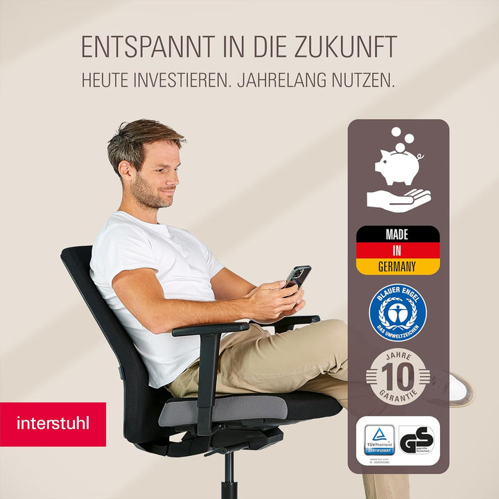 Interstuhl Style Soft Ergonomischer Bürostuhl – Gepolsterter Schreibtischstuhl mit Automatik-Mechani