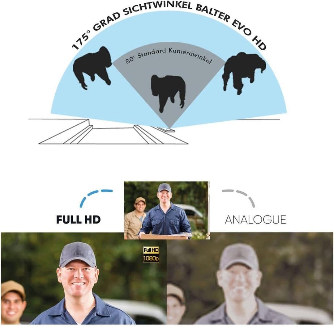 Balter EVO HD Silber/Weiss Video Türsprechanlage Set für 1 Familienhaus (1x Türstation mit Full HD-K