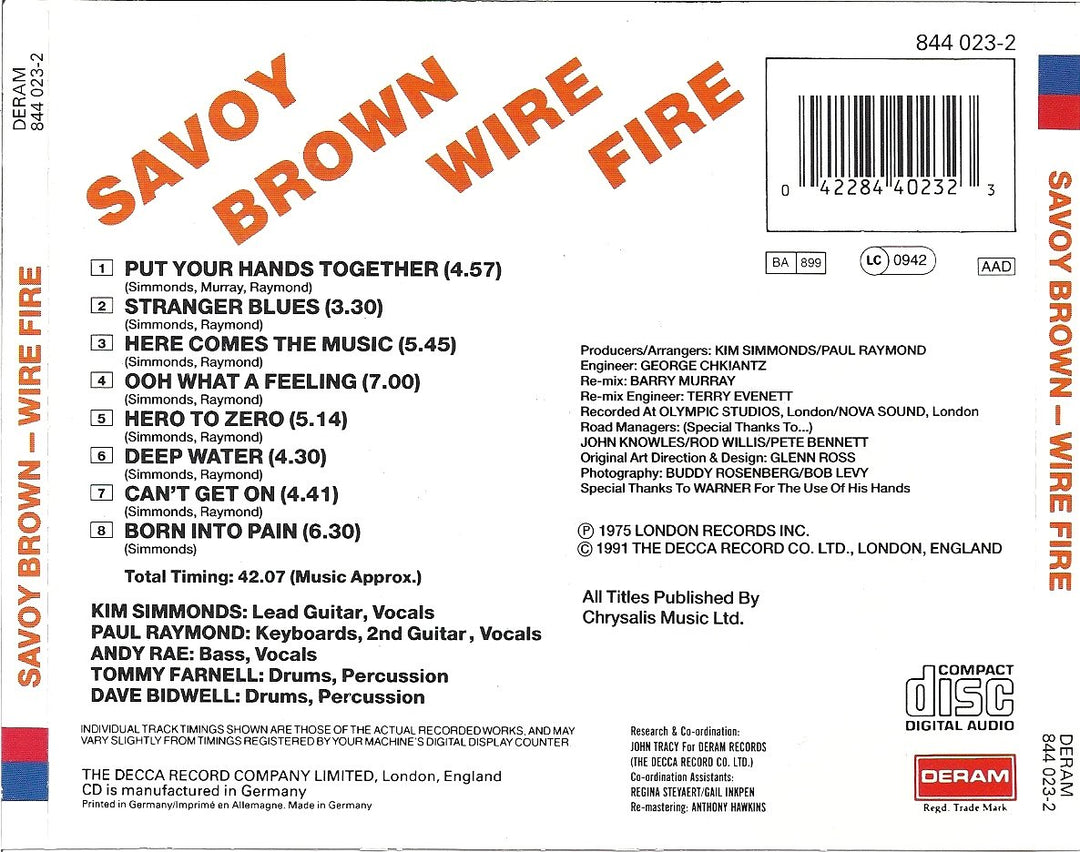 Wire Fire, Audio-CD