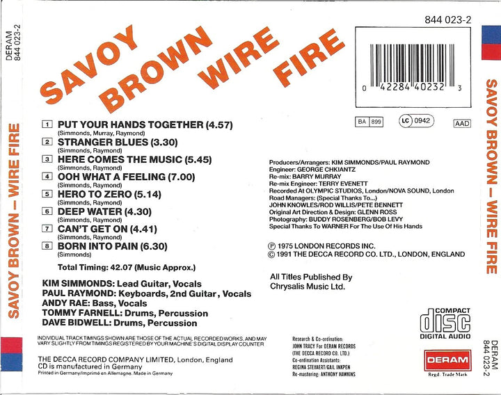 Wire Fire, Audio-CD