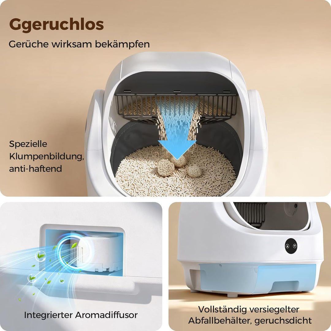 Katzenklo Selbstreinigend Offen, Ellenpent Elektrische Katzentoilette für Grosse Katzen mit Geruchsk