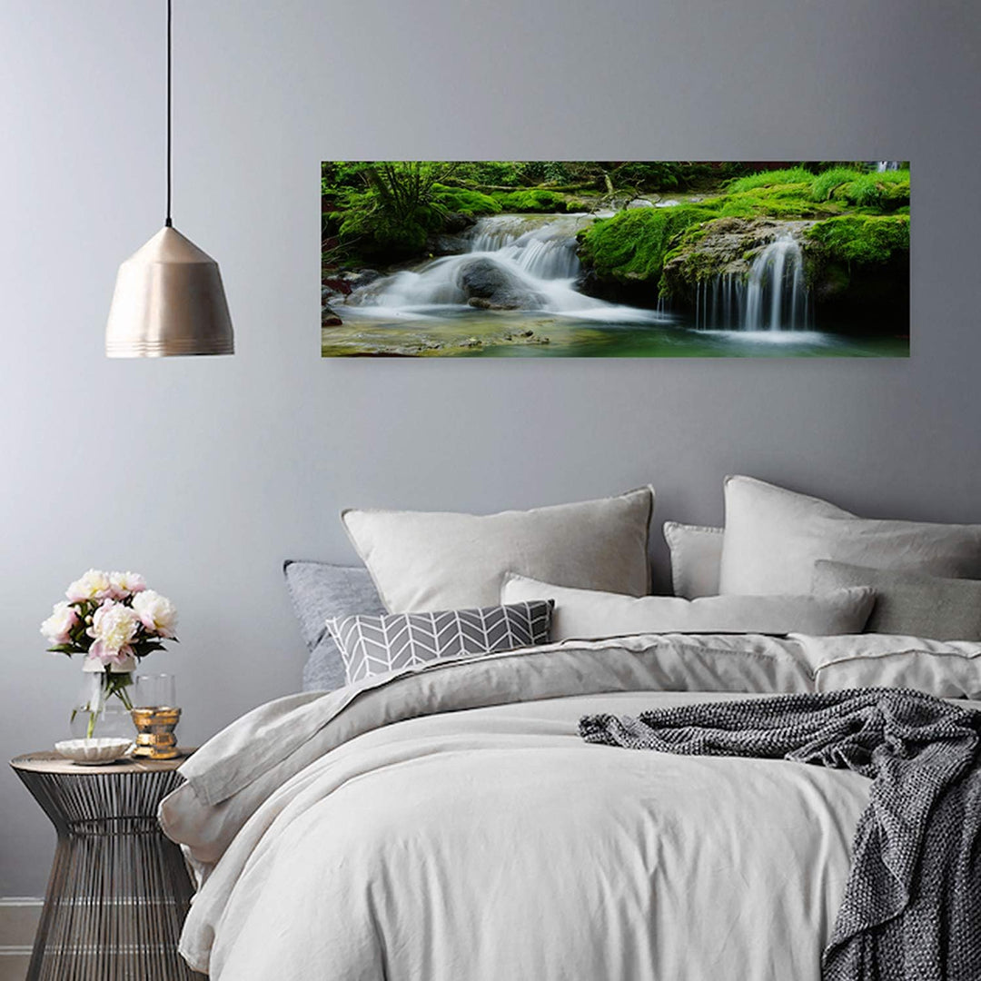 Feeby Bilder Wasserfall Wald 120x40 cm Wohnzimmer Schlafzimmer Büro Flur Küche Wandbilder Modern Bil
