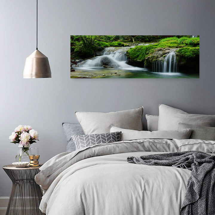 Feeby Bilder Wasserfall Wald 120x40 cm Wohnzimmer Schlafzimmer Büro Flur Küche Wandbilder Modern Bil