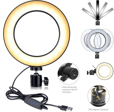 AYIZON Handy-Ringlicht, 20cm Tisch Ringlicht mit 2 Arm Halterung für iPhone,Samsung,Backen, Basteln,