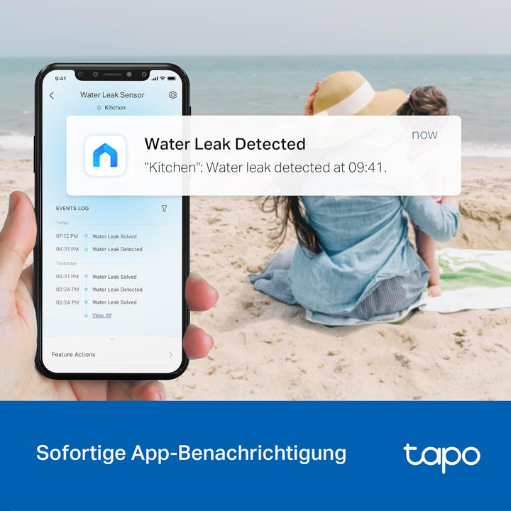 Tapo TP-Link T300 Smarter Wasserleck-Sensor, Hub erforderlich, eingebaute 90Db einstellbare Sirene,