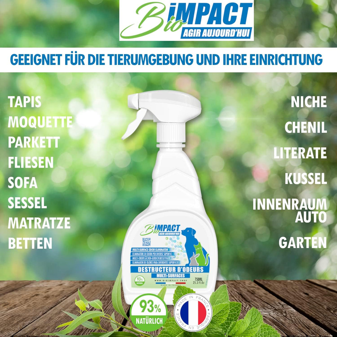 bioimpact Hundeurin und Katzenurin Geruchsentferner 2X750ml Natürlich - Nicht Abstossend - Geruchsne