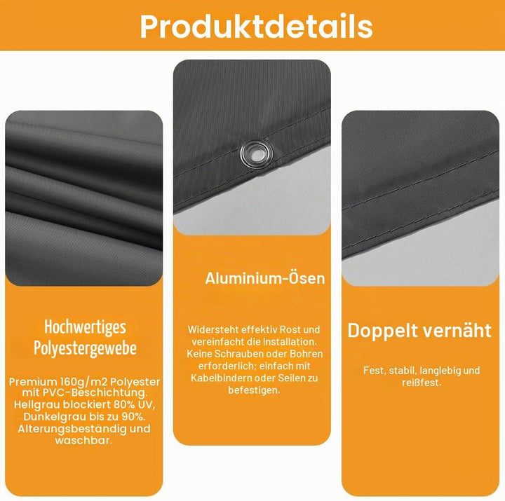 Sonnensegel Wasserdicht, Rechteckig Hitzeschutz Wetterschutz-Markise, UV-Schutz Segel,420D Polyester
