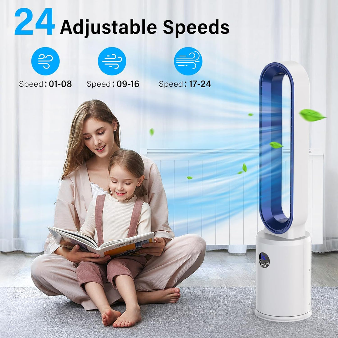 YAZEKY Turmventilator Sehr Leise Rotorloser Ventilator - 3 Geschwindigkeiten 97cm 60° Oszillierender