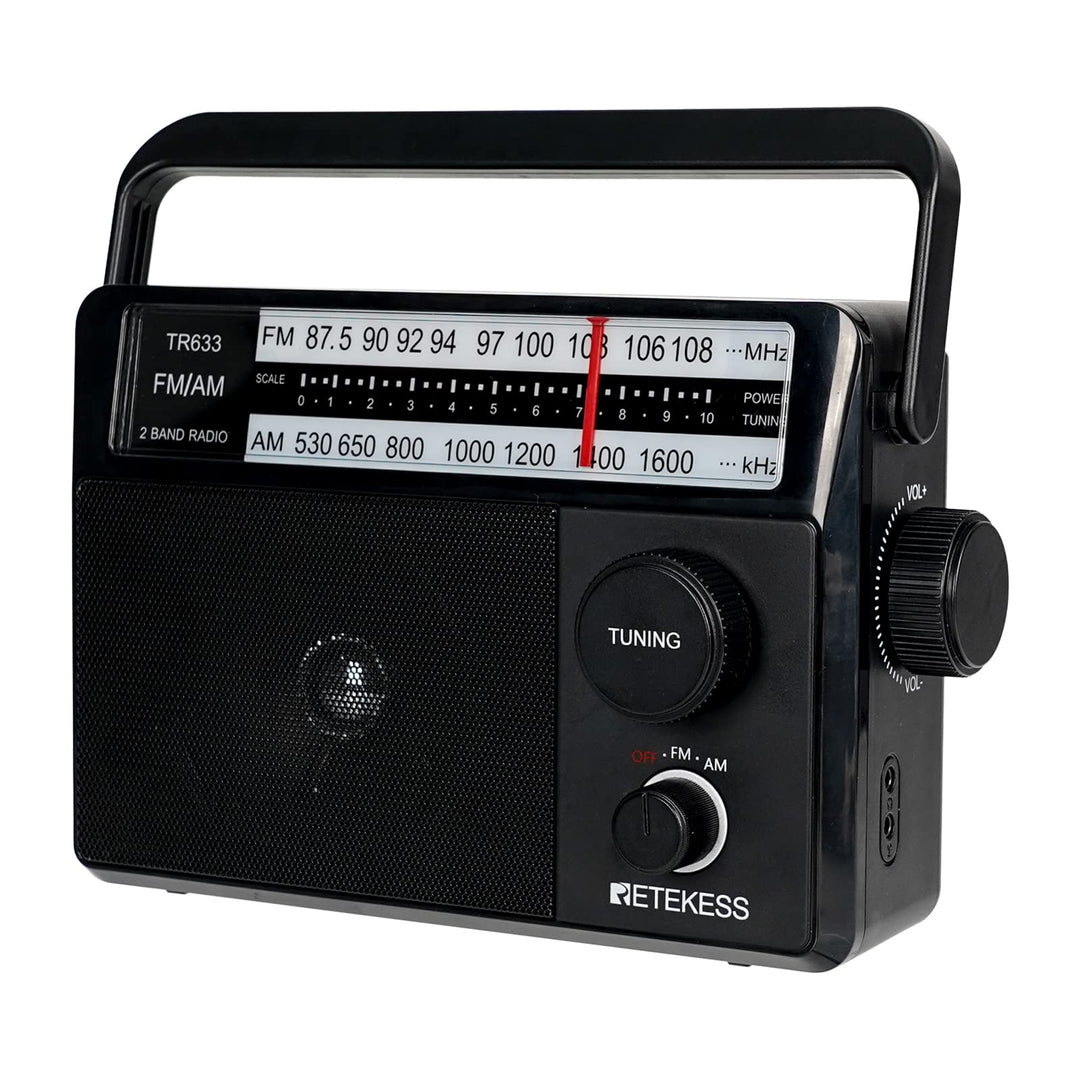 Retekess TR633 Tragbares Radio, AM FM -Radio -Netze und Batterie, Transistor, Kopfhörerbuchse, gross
