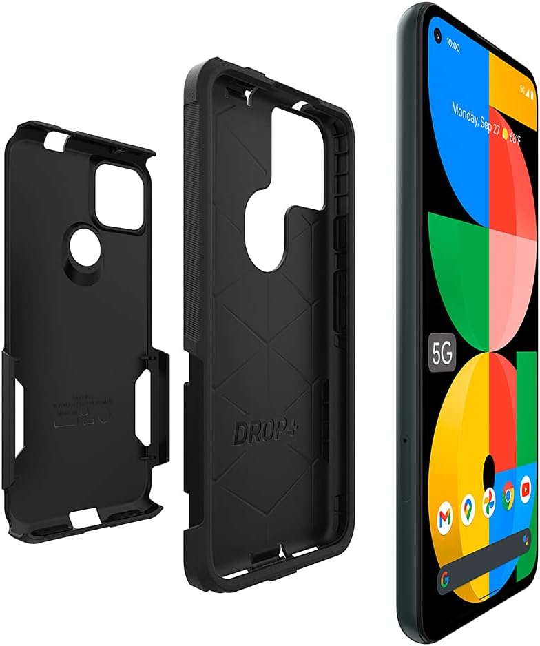 OtterBox Pixel 5a Commuter Series Schutzhülle – Schwarz, schlank und robust, taschenfreundlich, mit