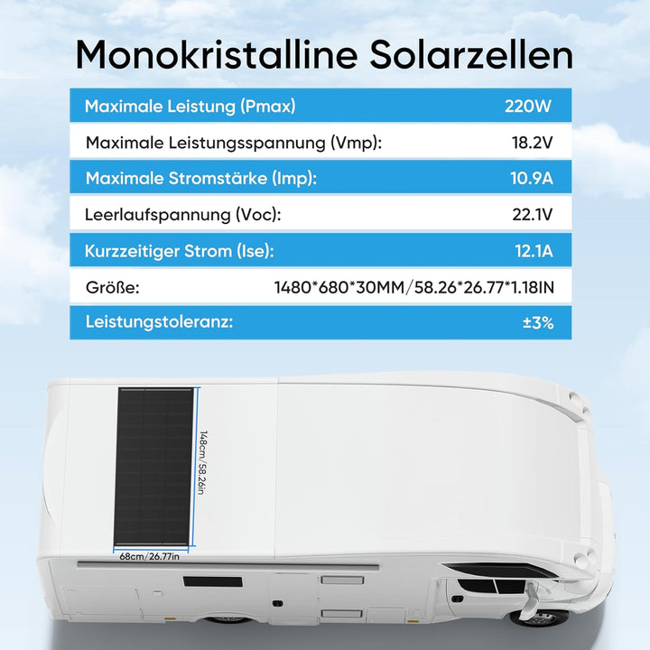 Solarpanel, Hohe Effizienz Monokristalline Solarmodul, Aluminium Frame Solar Panel, 12V/24V PV Modul