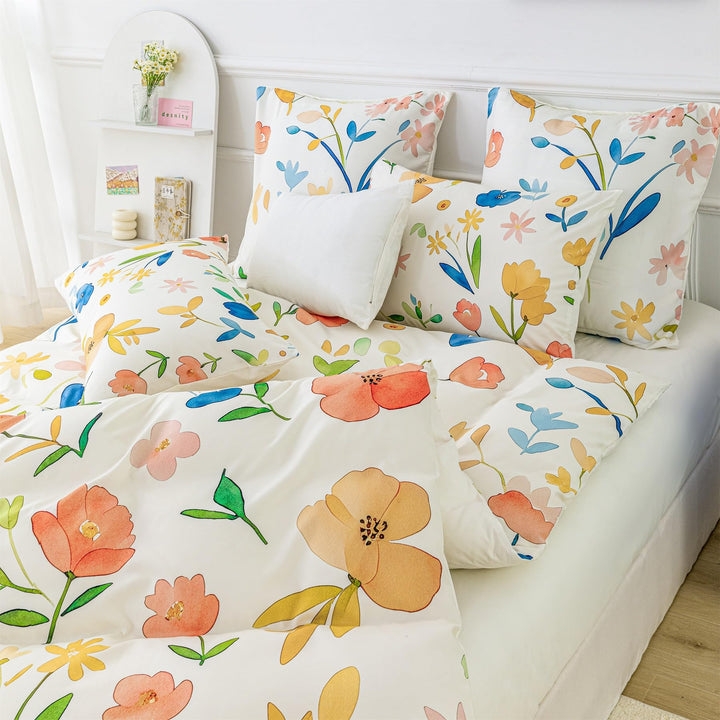YASMENG Bettwäsche 135x200 Blumen Motiv Bunt Floral Bettwäsche Blumen Aesthetic Weich Kuschelig Blum
