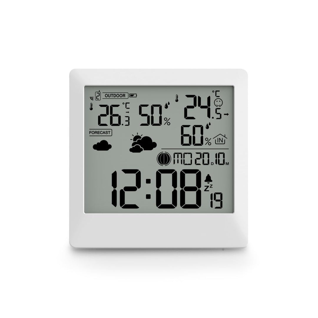 Wetterstation "Palawan", mit Aussensensor, Funk, Wecker, Thermo/Hygro, Weiss