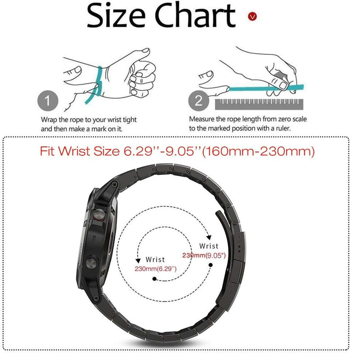YOOSIDE für Fenix 7/ Fenix 5/ Fenix 6/ epix 2 Armband, 22mm Edelstahl Gliederarmband Ersatzarmbänder