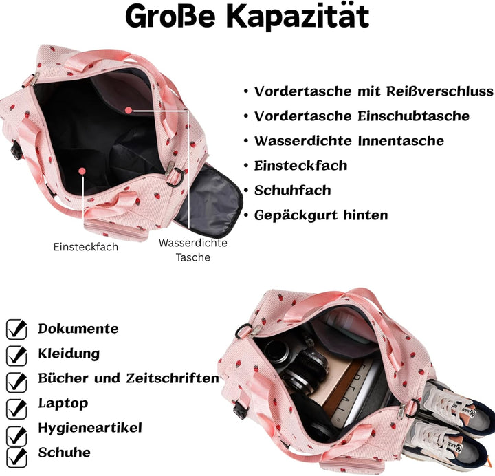 Sporttasche Kinder Mädchen Reisetasche Jungen Damen mit Schuhfach Reisetaschen Weekender Travel Bag