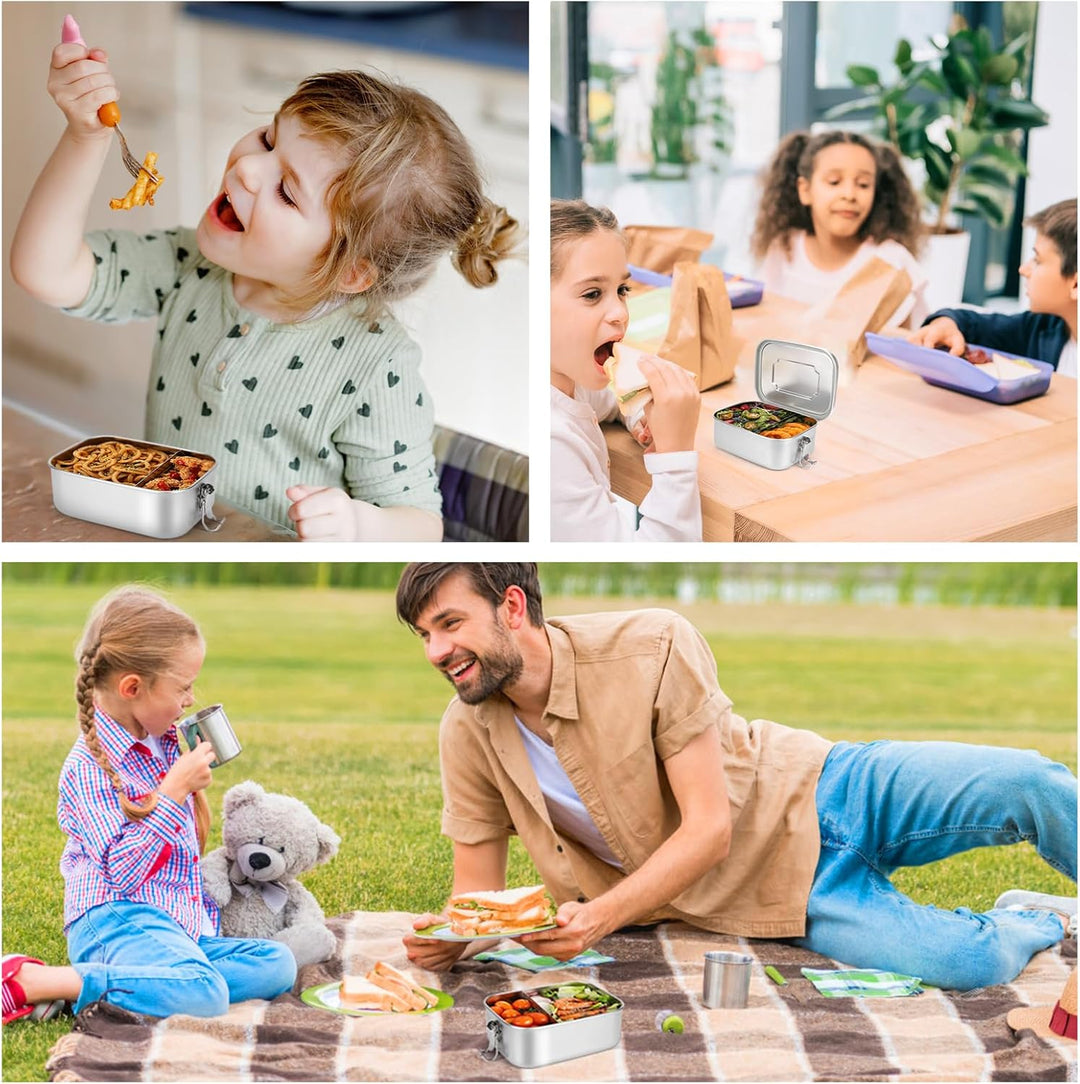 Lunchbox Kinder Bento Box, Brotdose mit Fächern, Robust und Auslaufsicher Brotzeitbox für Kinder Erw