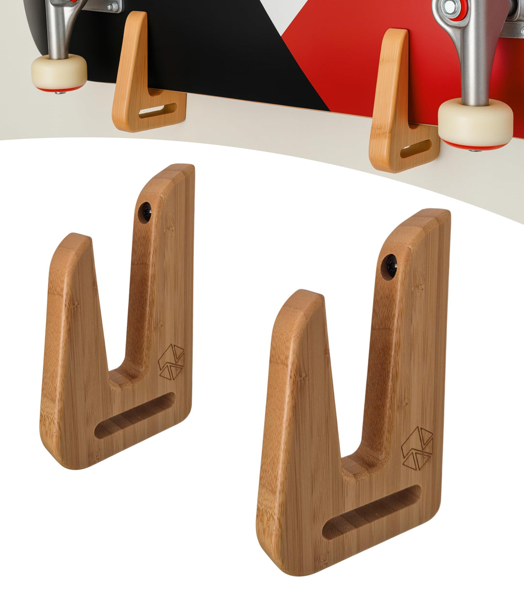 Skate-Wandhalter aus Bambusholz – Moderner und robuster Design – Skateboard-Wandhaken – Longboard-Wa