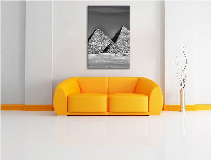 Pixxprint Monocrome, Beeindruckenden Pyramiden von Gizeh, Format: 100x70 auf Leinwand, XXL riesige B