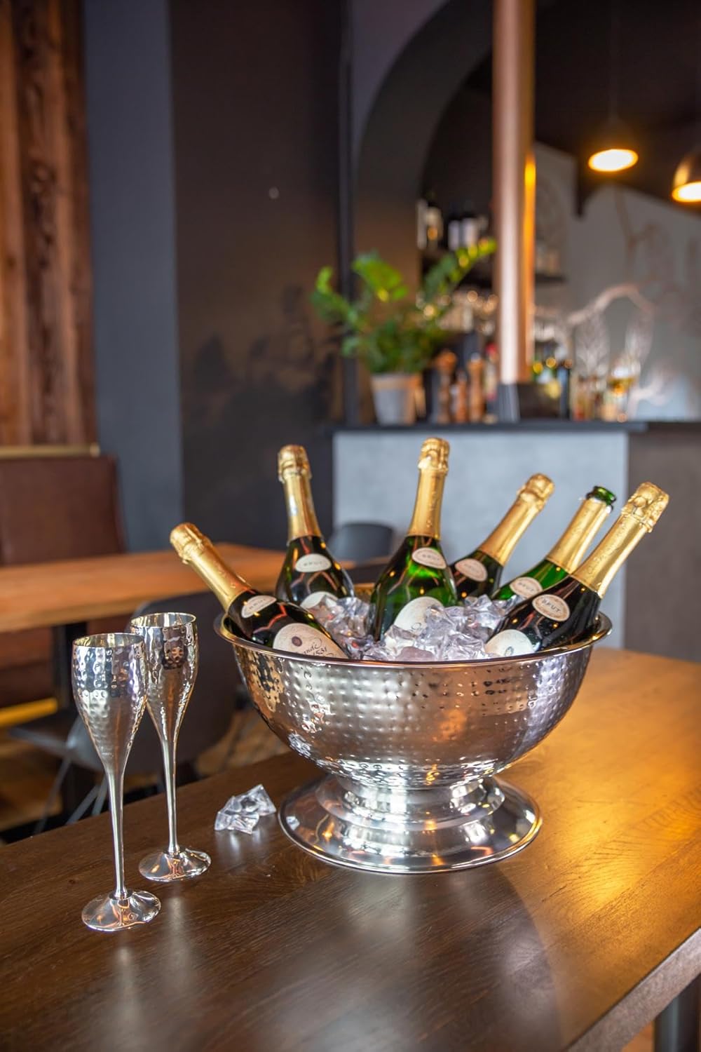 EDZARD Champagner Kühler Cara (Ø 40 cm, gross) aus Edelstahl - Flaschenkühler, Sektkühler - Getränke