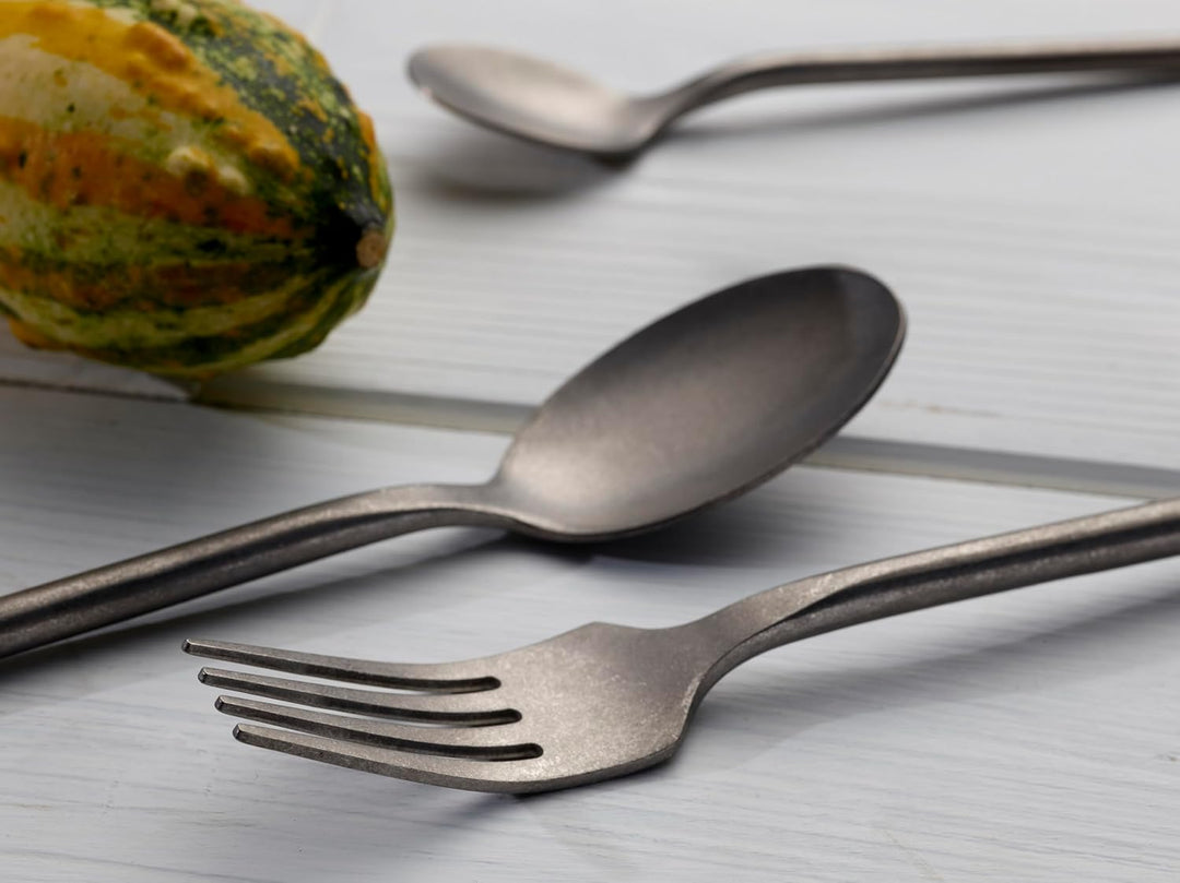 ECHTWERK Tafelbesteck Malou, Stonewashed silber, 16-teilig, Essbesteck für bis zu 4 Personen, Hochwe