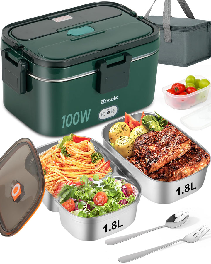Eocolz Elektrische Lunchbox Food Heater 100W, Speisenwärmer mit 1,8L Tragbare Beheizte Lunchbox für