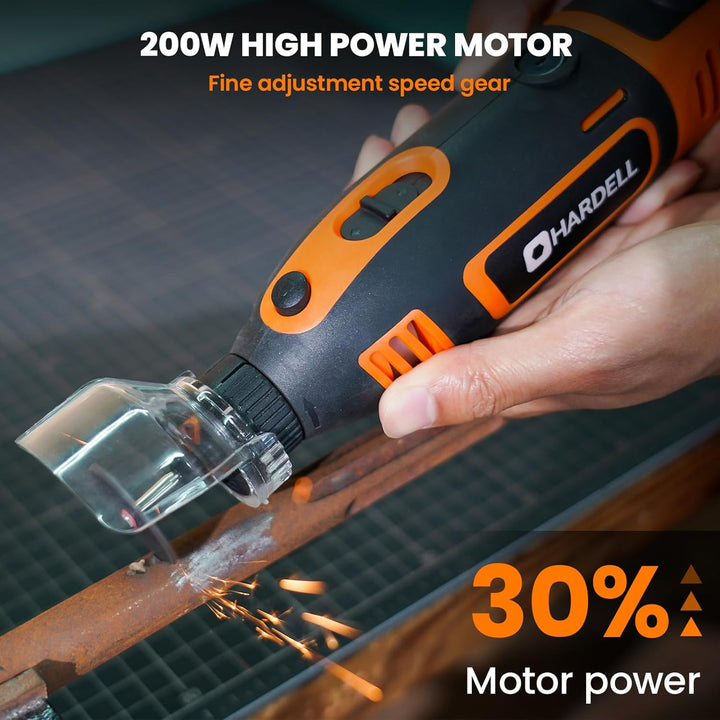200W Corded Rotary Tool Kit with Fine Speed Control & Flex Shaft 8000-40000 RPM Digital Display, 155