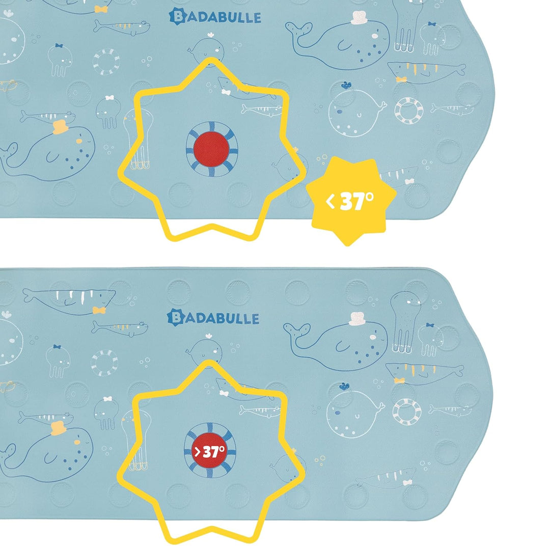 Badabulle XXL Badematte Meerestiere für Kinder, 91 x 40 cm, rutschfest & mit Temperatursensor, Meere