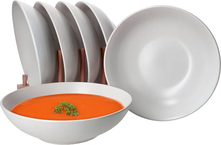 MamboCat White Biata 6x Suppen-Teller I Steingut-Geschirr matt-weiss für 6 Personen - zeitlos-elegan
