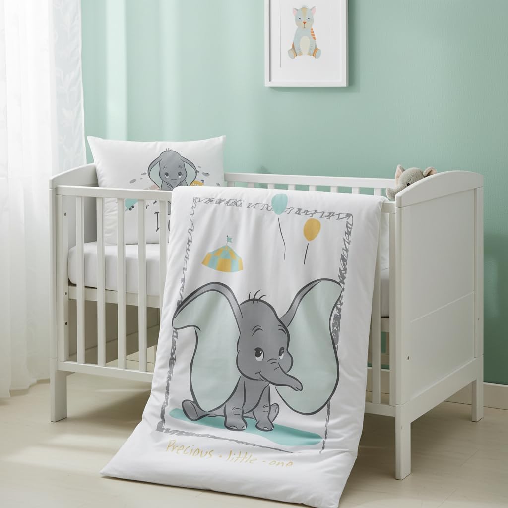 Carbotex Babybettwäsche Wendebettwäsche Disney Dumbo 100x135 cm + 40x60 cm 100% Baumwolle in Grün