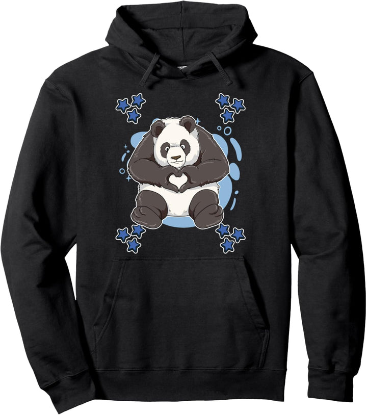 Herren Panda Zeichnung Sterne Jungen Panda Pullover Hoodie