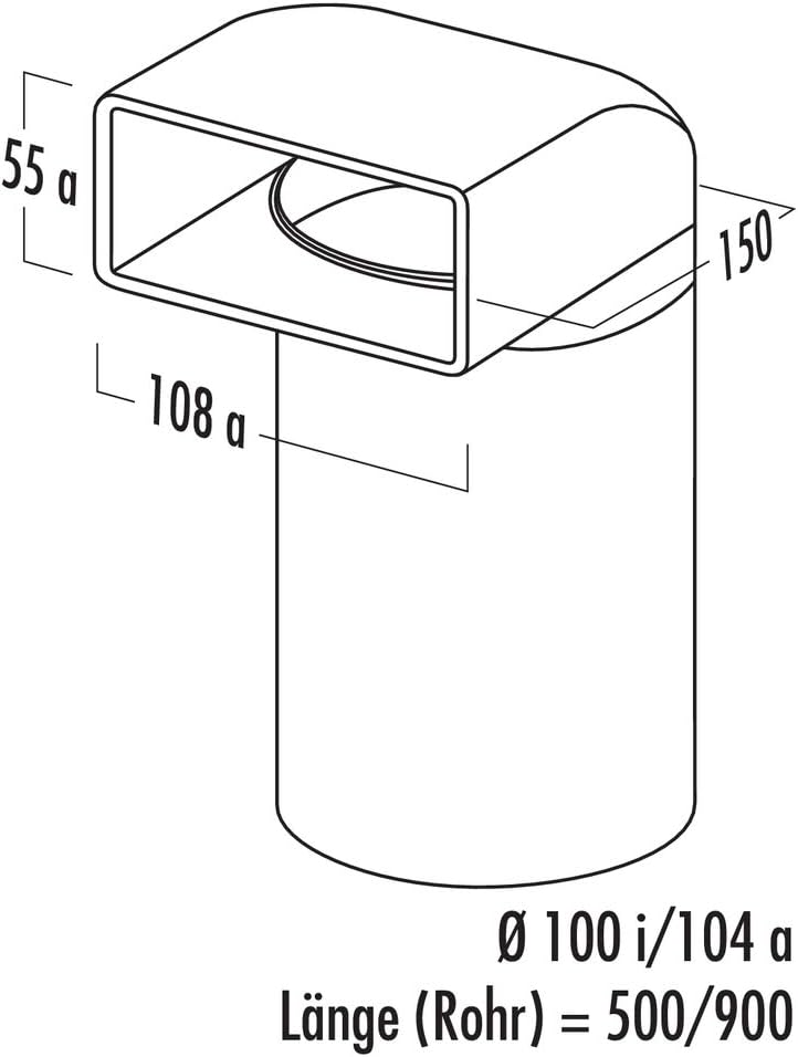 Naber N-UR 100 Umlenkstück 90° mit Rundrohr, weiss, 500 mm