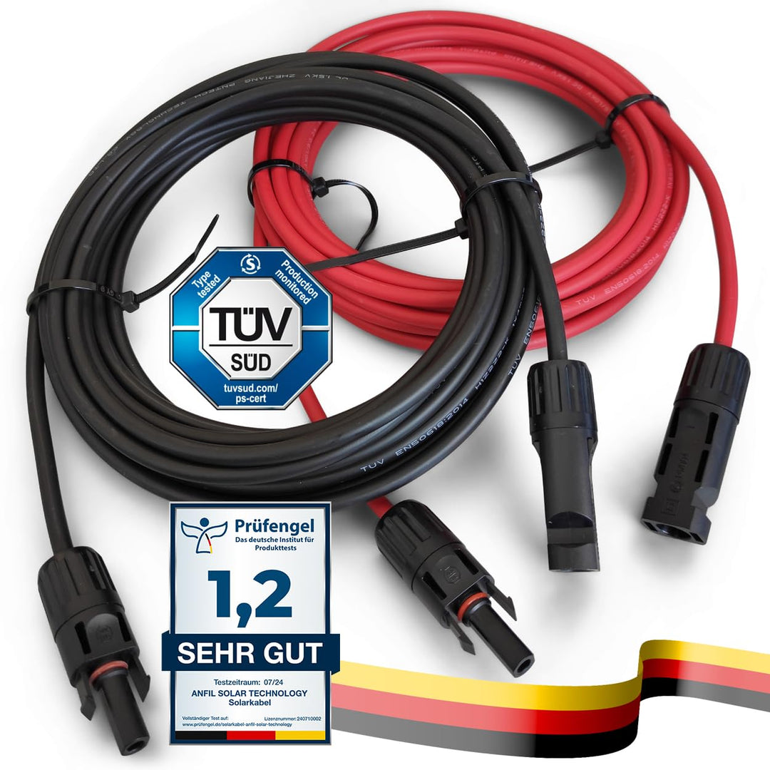 Solarkabel Verlängerung ANFIL 4mm2/12AWG Solarpanel Photovoltaik Verlängerungskabel Solar PV Kabel m