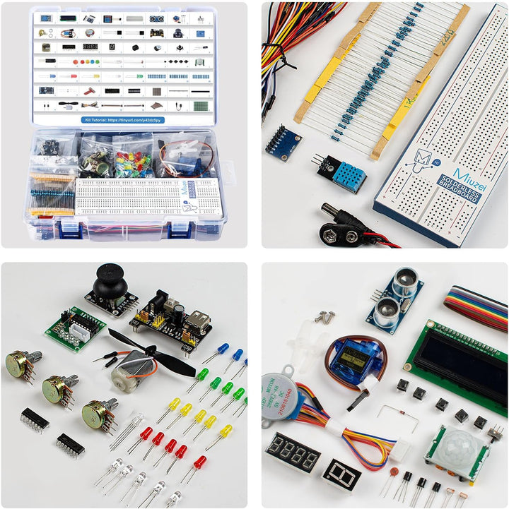 Miuzei Starter Kit für Arduino Projekte-Elektronik Bausatz mit Breadboard mit 58 Lektionen, 235 Komp
