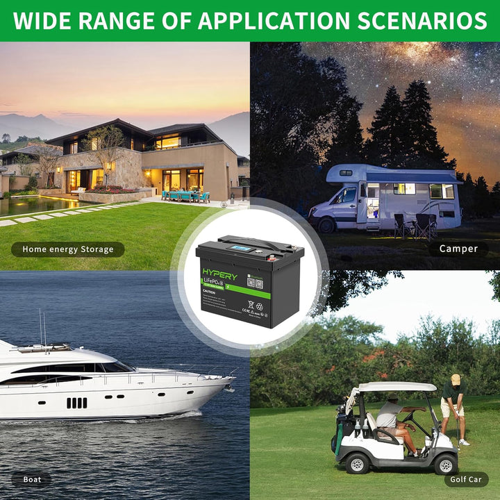 Smart LiFePO4 Akku, 12V 50AH Lithium Batterie mit Bluetooth zur Überwachung der Batterie SOC Daten,