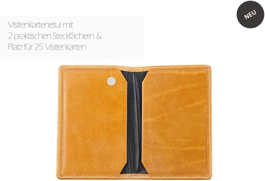 DELMON VARONE - Personalisierbares Visitenkartenetui aus Premium Vintage Anilin Leder braun, Elegant