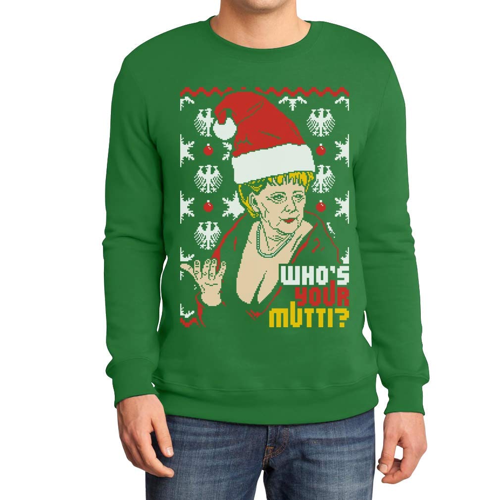 Pullover Herren Geiler Hässlicher Weihnachtspullover mit Angie - Who's Your Mutti? Sweatshirt S Grün