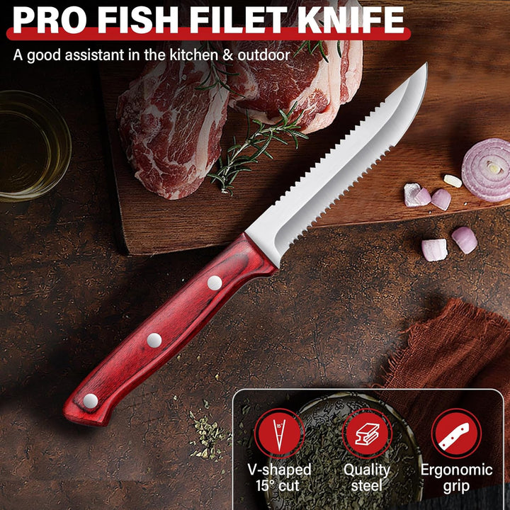 TAN REN Filitiermesser Fisch Scharf, 12.5 CM Profi Filetiermesser Fisch, Edelstahl Filetiermesser Fl