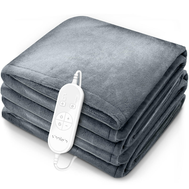 Heizdecke aus Plüsch 160 x 120 cm | elektrische Wärmedecke mit Abschaltautomatik | Kuscheldecke | Ti