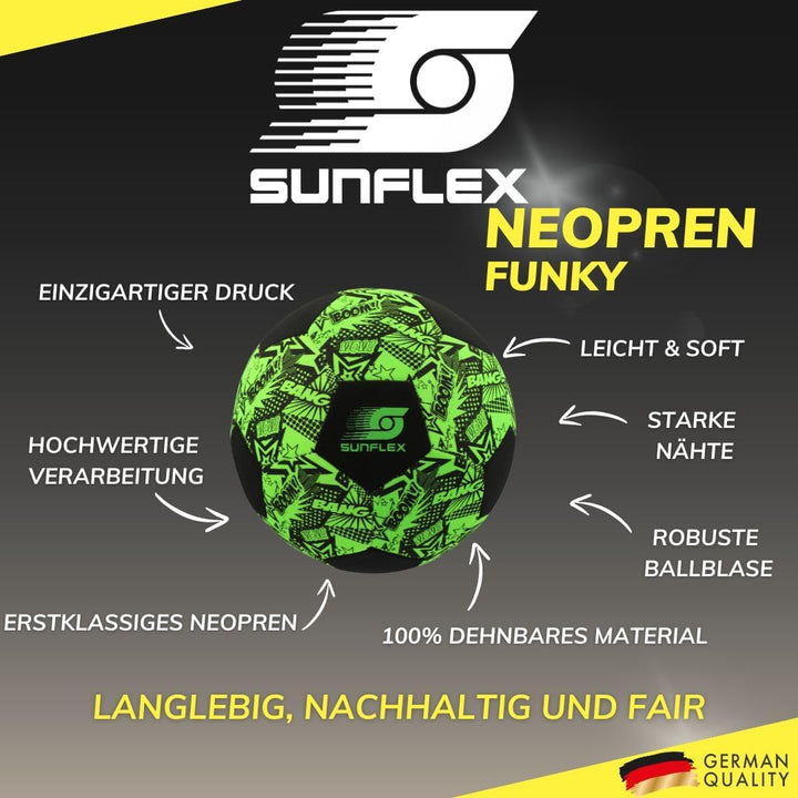 Sunflex® Neopren Zubehör Fussball Funky | Beach-Fussball zum Barfuss Spielen | weich und robust für