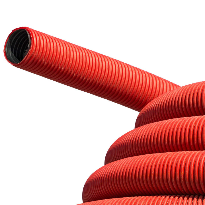 tecuro PE Kabelschutzrohr Ø 50 mm aussen x Ø 40 mm innen - 12 Meter, rot, Erdverlegung gem. DIN EN 5